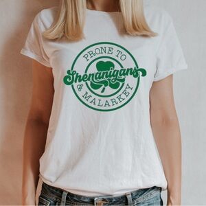 Prone To Shenanigans & Malarkey Saint Patrick’s Day Womens Short Sleeve T-shirt